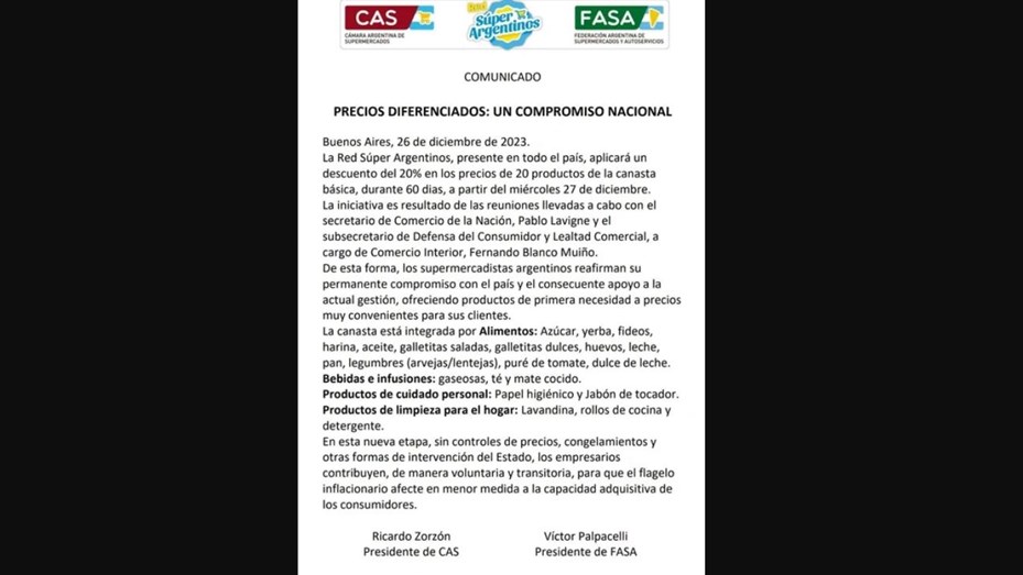 Un grupo de supermercados comunicó que bajará los precios