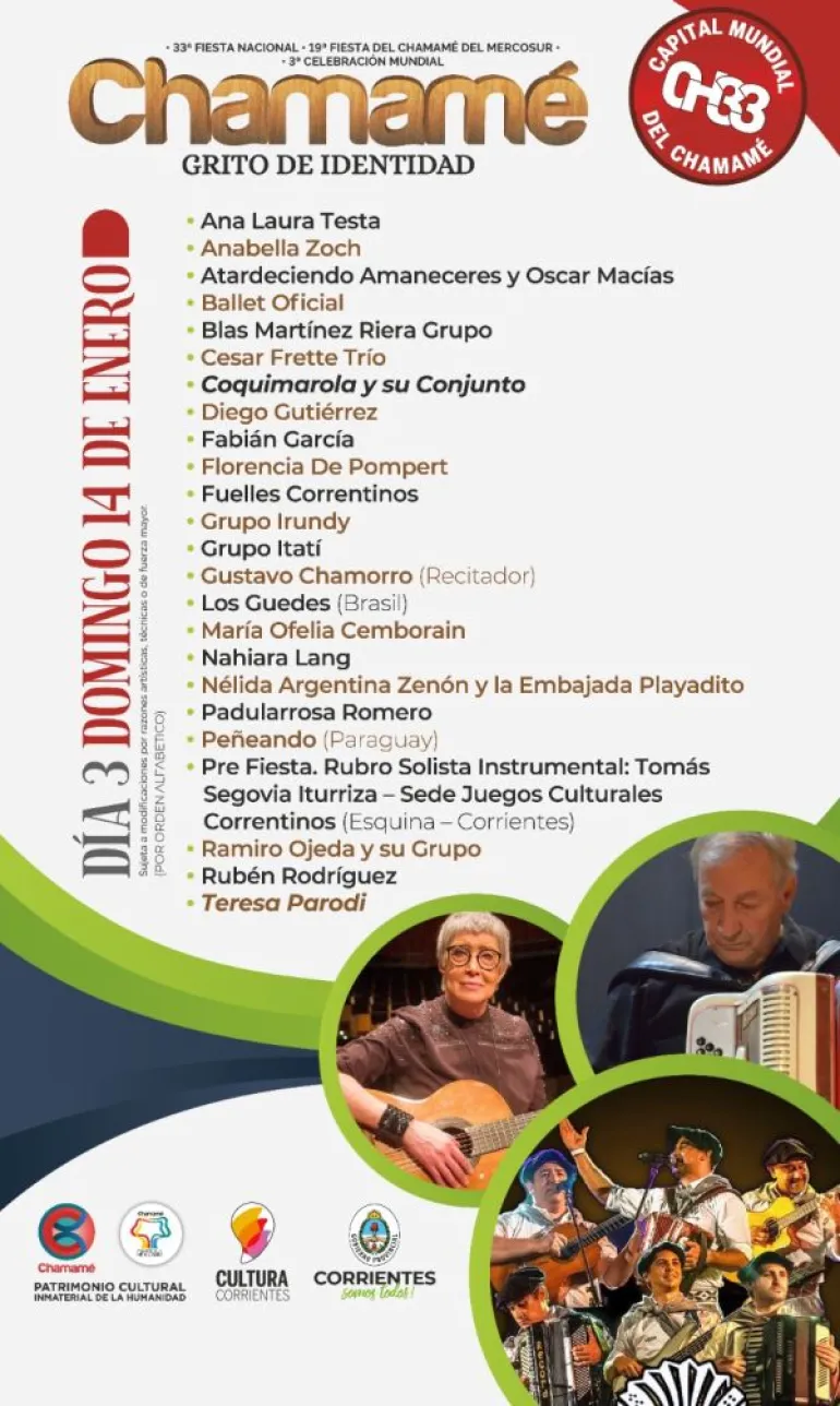 XXXIII FNCh: El Súper domingo en el Anfiteatro Cocomarola arranca a las 21.30