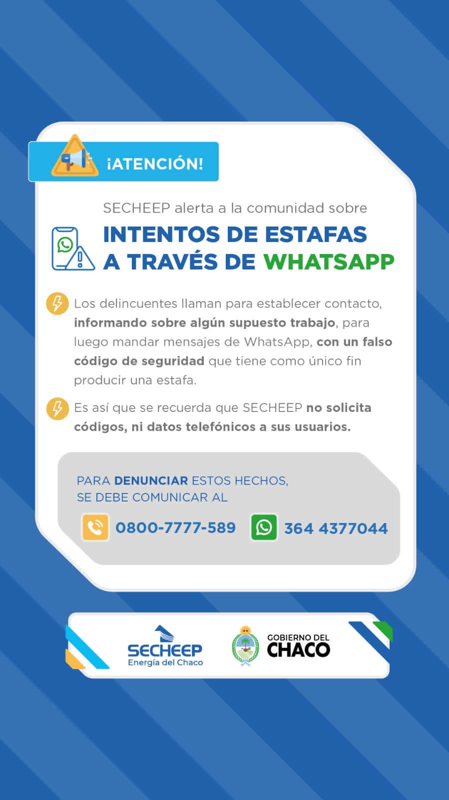 SECHEEP alerta por intento de estafas