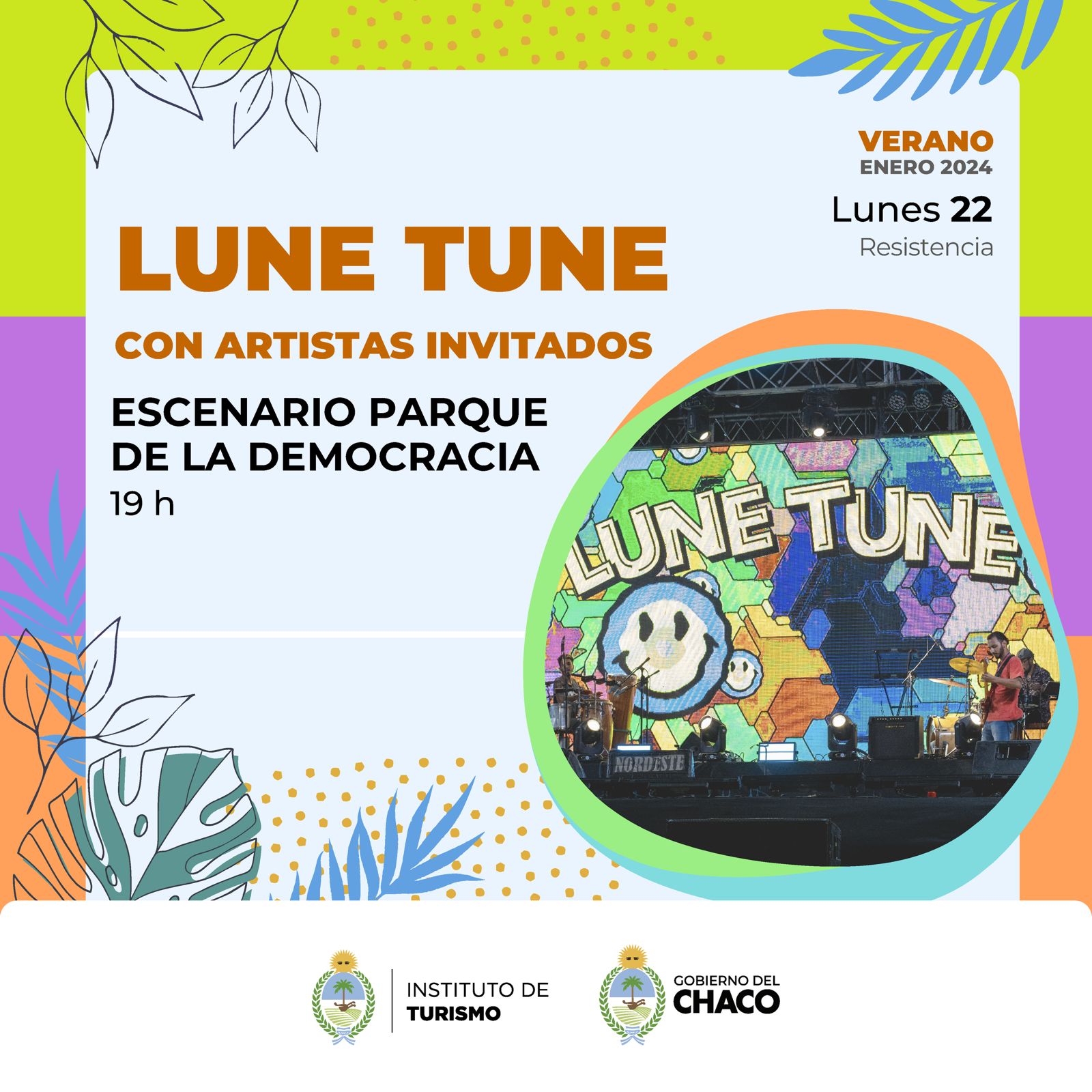 Turismo invita al show musical de «Lune Tune» en el Parque de la Democracia
