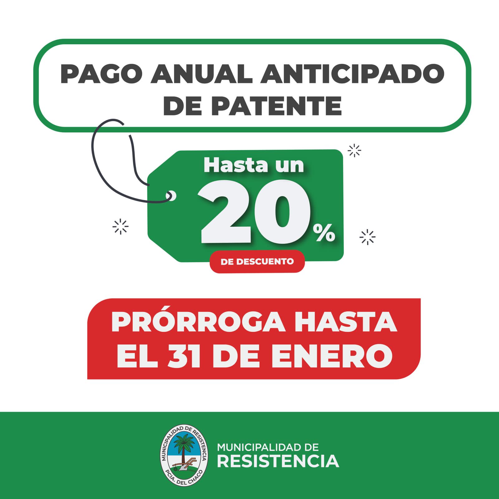 Resistencia: La Municipalidad prorrogó hasta el 31 de enero el pago anticipado de patente