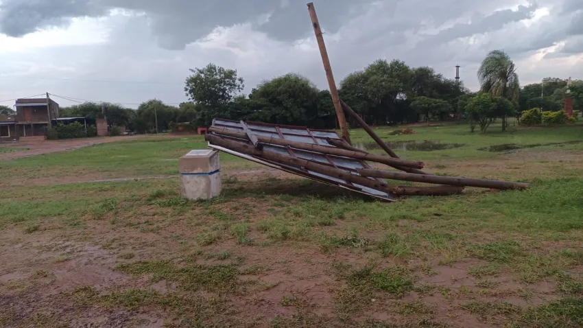Temporal de viento en General Vedia: cayeron árboles, techos y postes eléctricos