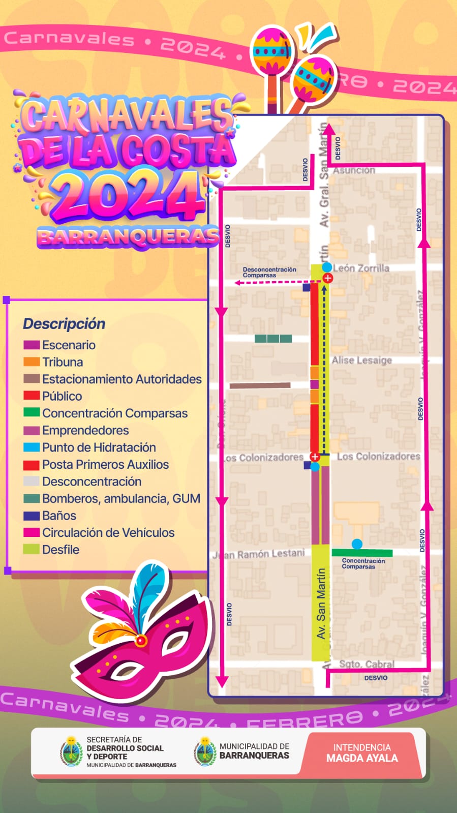 Carnavales de la Costa 2024: Barranqueras se prepara para dos noches de alegría y color entrada libre y gratuita