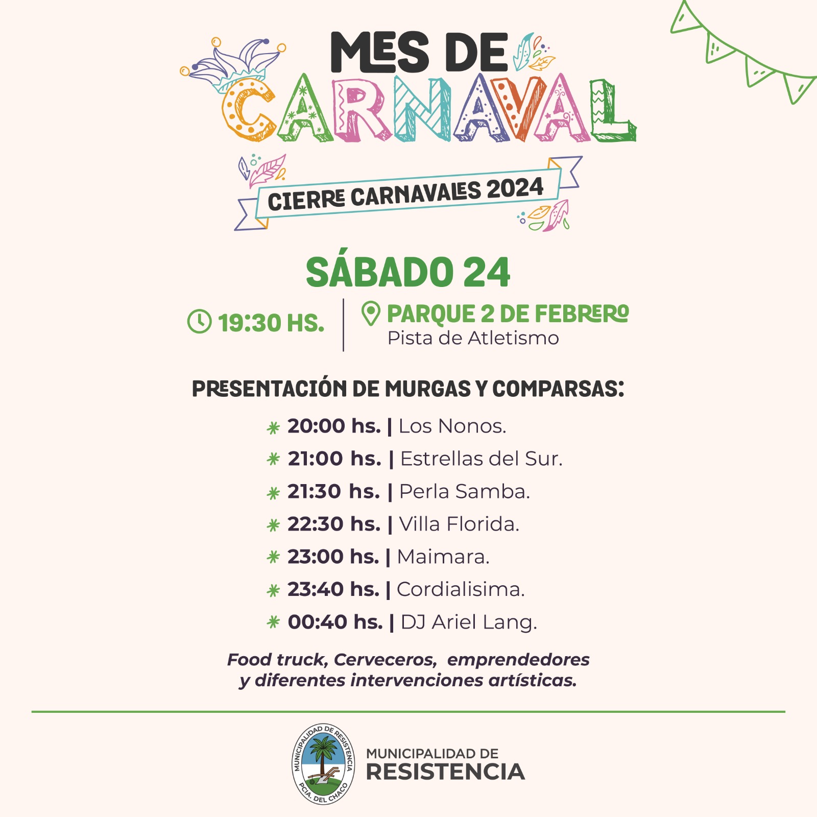 Mes de Carnavales: el cierre será este sábado en el Parque 2 de Febrero