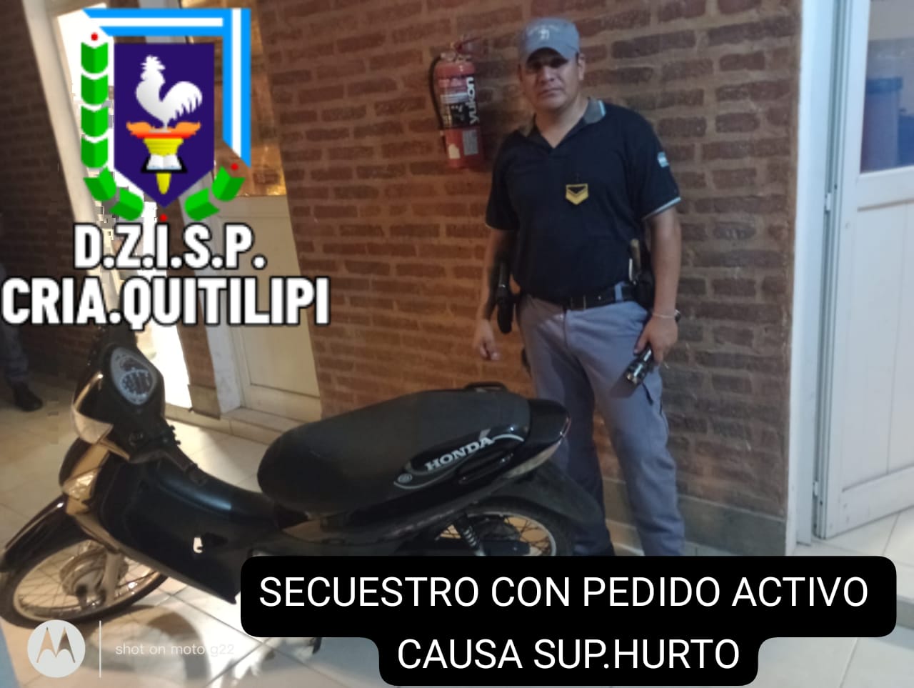 Quitilipi: Emn control prevencional dan con una moto buscada desde 2019