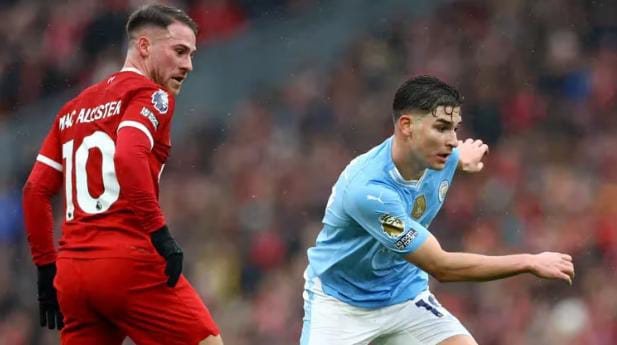 Con un gol de Alexis Mac Allister, Liverpool empató con Manchester City y llegó a la cima de la Premier League