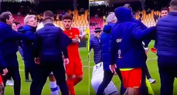 Escándalo en Italia: un entrenador se metió a la cancha para darle un cabezazo a un jugador rival