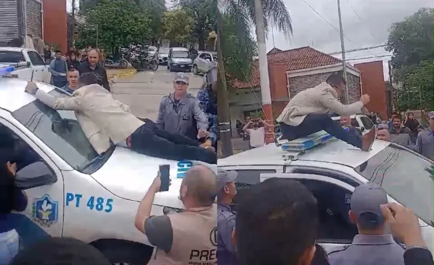 Concejal se trepó a un patrullero para evitar la detención de piqueteros y terminó preso