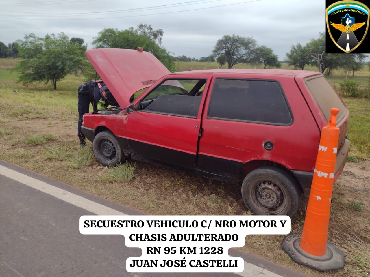 Caminera secuestró auto adulterado, intervino carga forestal y detuvo a joven armado con una tumbera