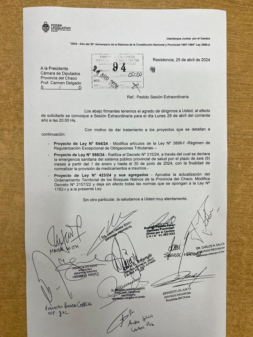 El interbloque de Juntos Por el Cambio pidió sesión extraordinaria para el lunes 29 de abril