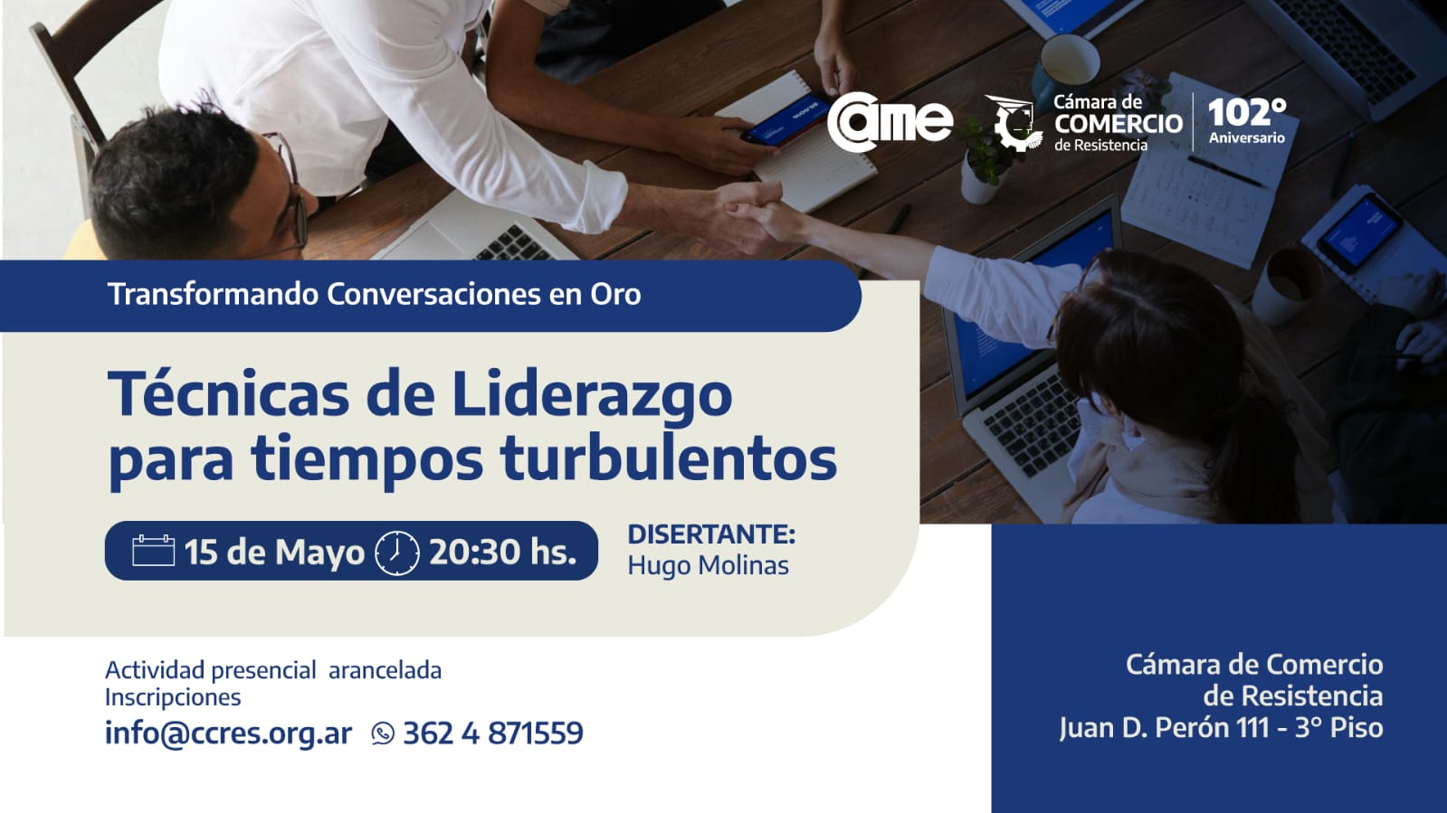 La Cámara de Comercio invita este miércoles al Curso “Técnicas de Liderazgo para tiempos turbulentos”