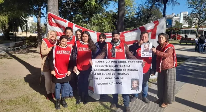 Gremios docentes de Sáenz Peña marcharon pidiendo justicia por la bibliotecaria Erica Torres