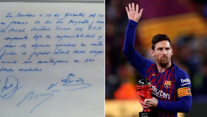 Subastaron la servilleta en la que Lionel Messi firmó su primer contrato con el Barcelona: pagaron una fortuna