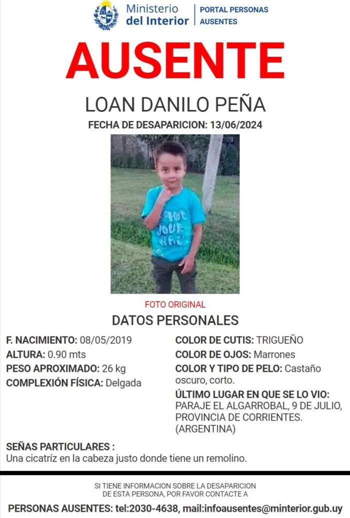 Uruguay sumó a Loan al listado de personas desaparecidas