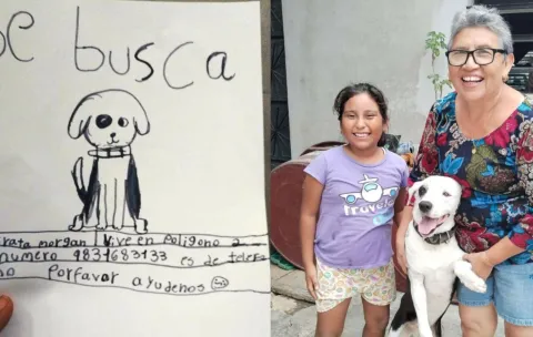 La emotiva historia de la abuela que recuperó a su perro perdido gracias al tierno dibujo de su nieta