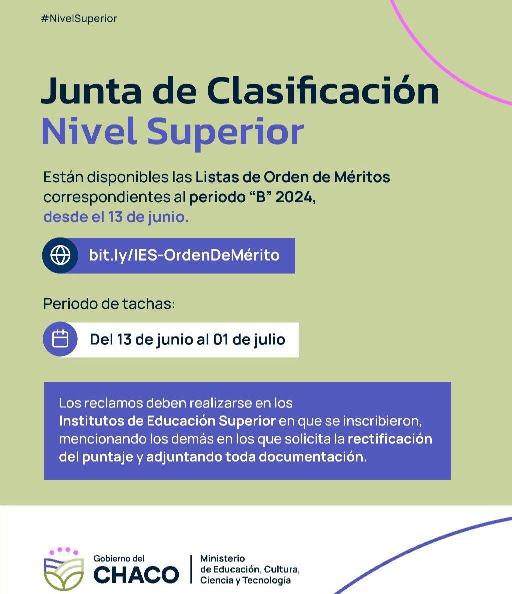 Junta de Clasificación de Educación Superior: están disponibles listas de orden de mérito