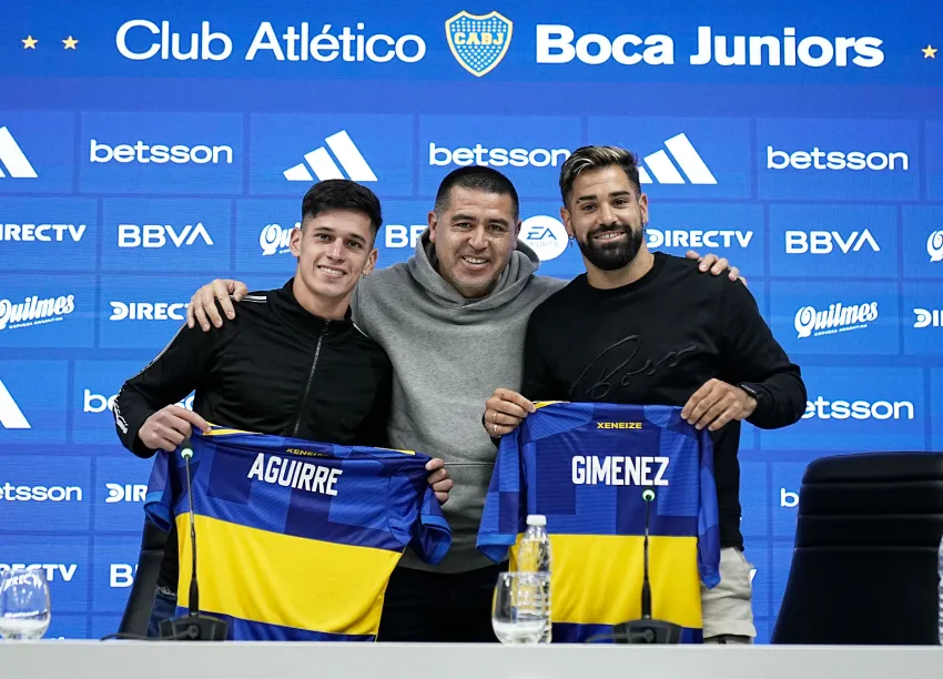 Boca presentó a Milton Giménez y Brian Aguirre como nuevos refuerzos