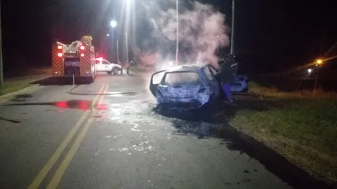 Chocó contra un poste de luz en una avenida de Barranqueras y terminó con el auto incendiado