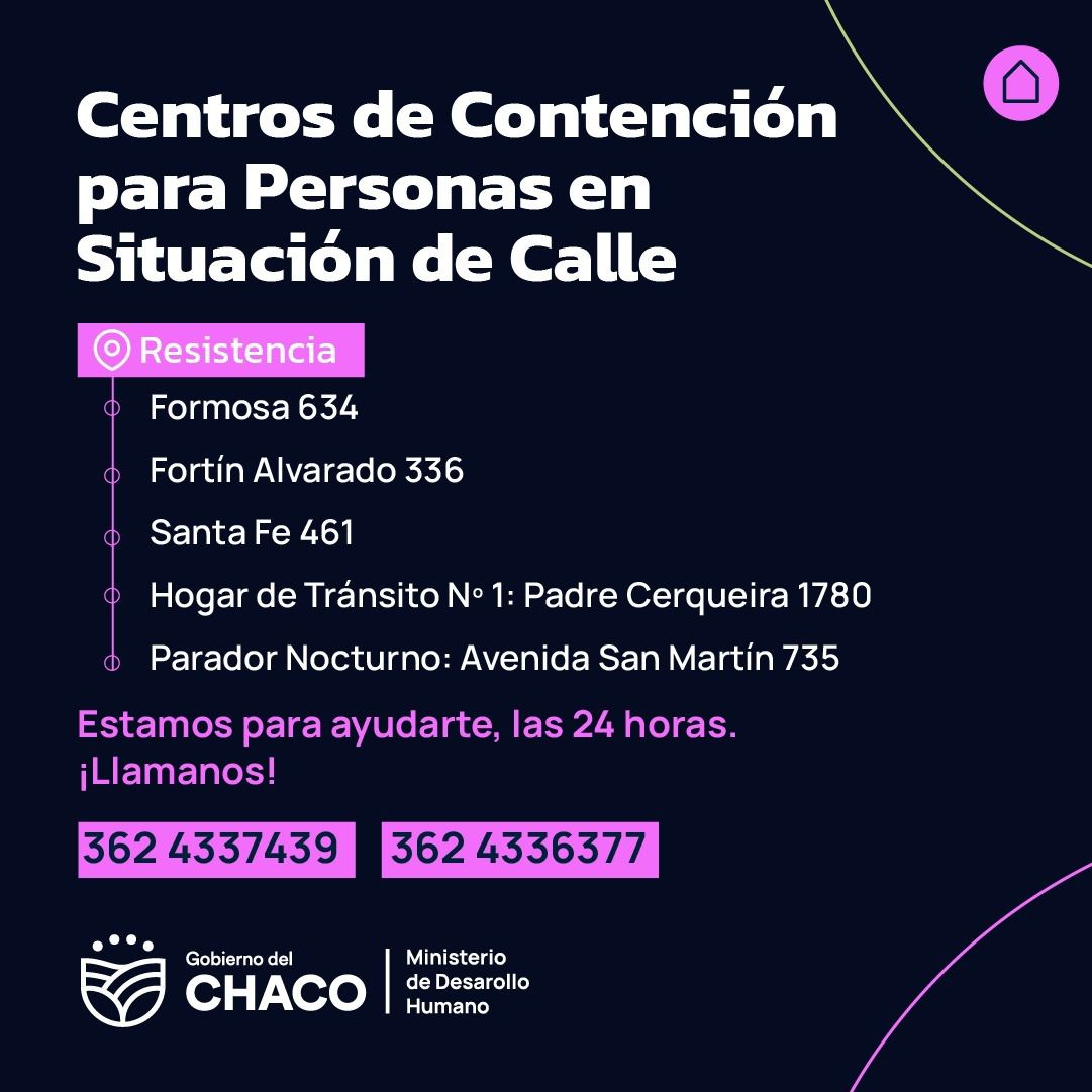 Resistencia: ubicaciones de dispositivos para la contención de personas en situación de calle