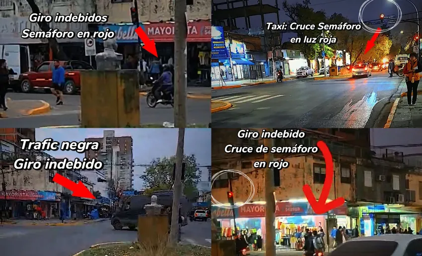 Captaron varios vehículos cruzando en rojo y realizando giros prohibidos en el centro de Resistencia