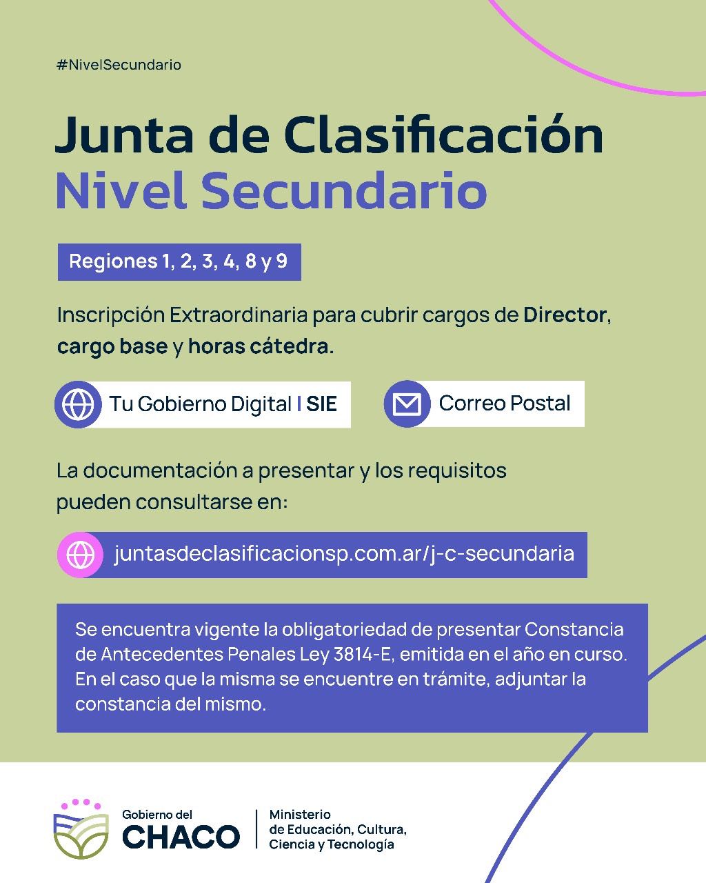 Nivel Secundario: abre inscripción para cubrir cargos en  dos establecimientos educativos