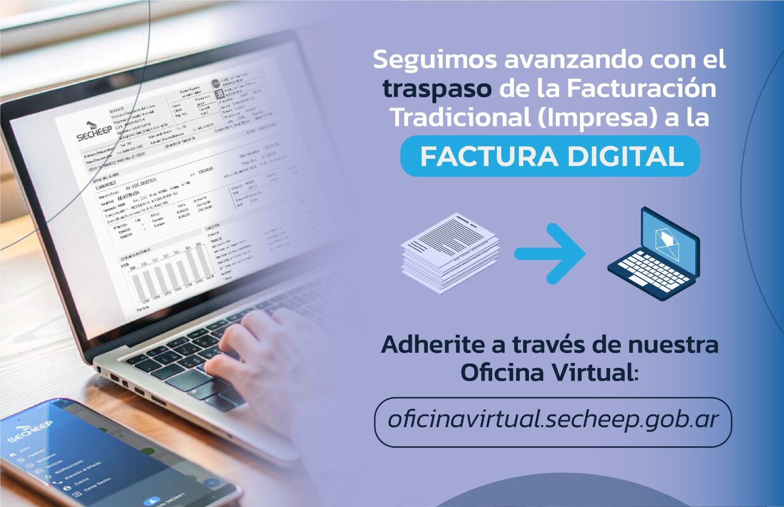 Recuerdan como adherirse a la factura digital de SECHEEP, a través de la oficina virtual