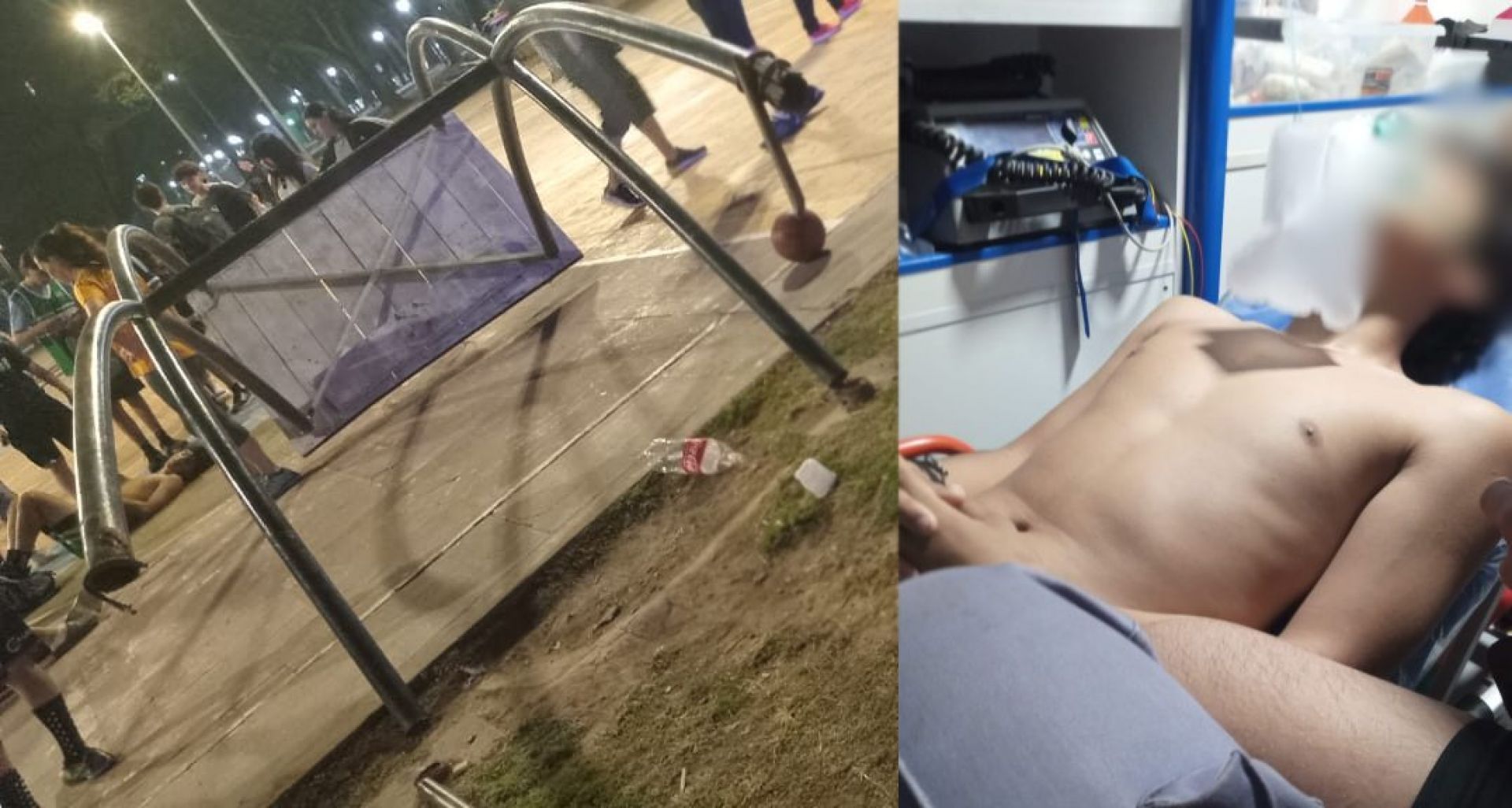 Dos jóvenes heridos tras un accidente en la cancha de básquet en el Domo del Centenario