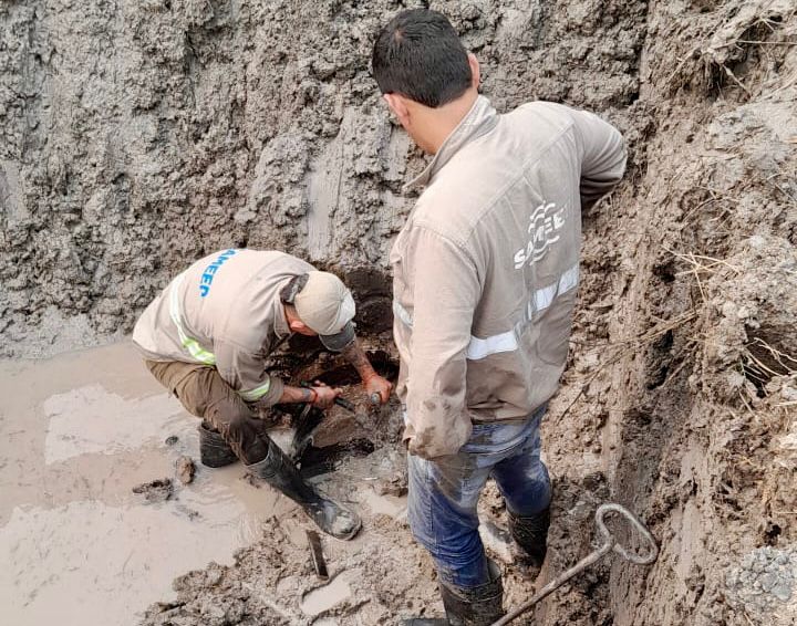 Se reparó en 3 tramos el primer acueducto, sin paralizar  la impulsión de agua potable