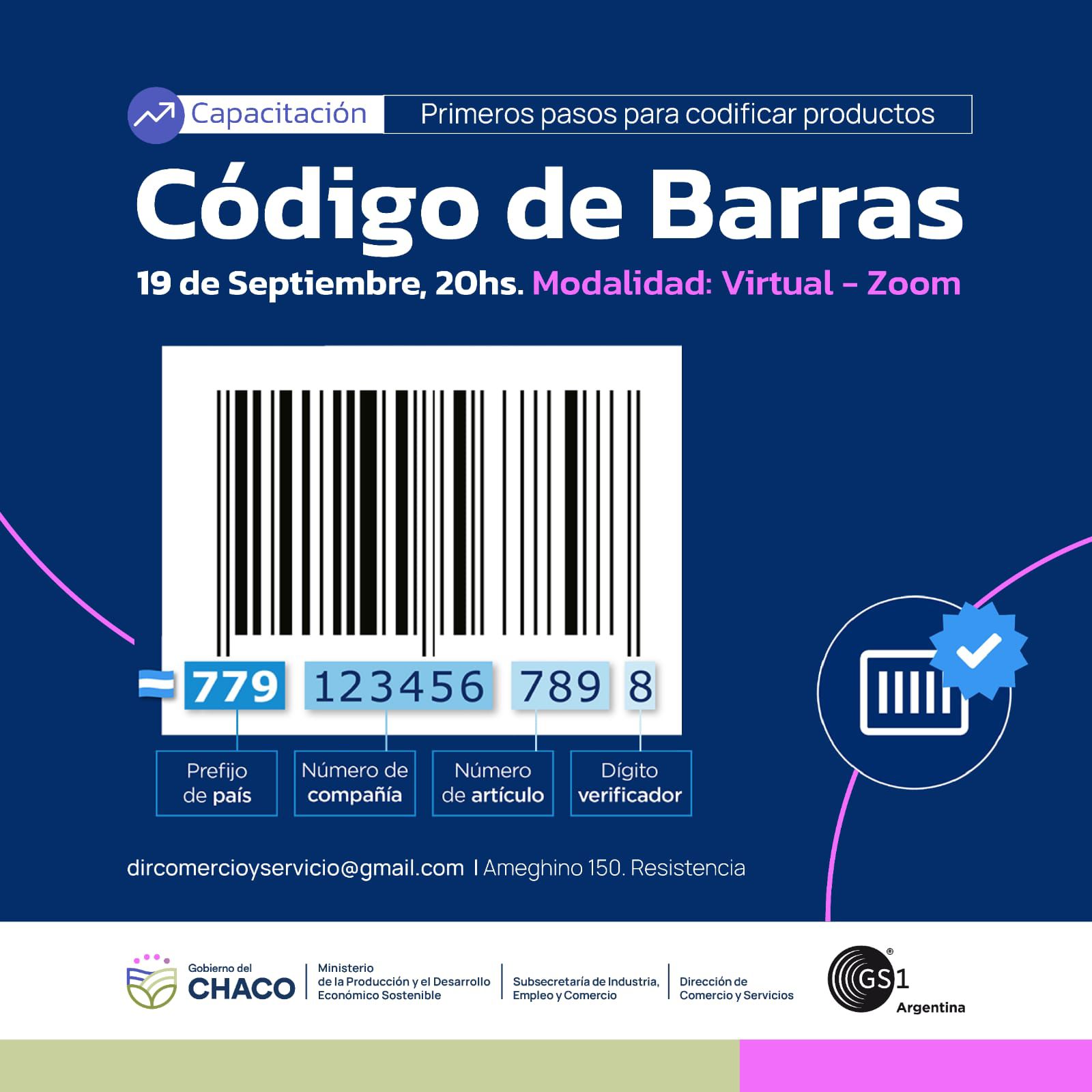 Producción: convocan a empresas chaqueñas a participar de una Capacitación Introductoria para la obtención del Código de Barras
