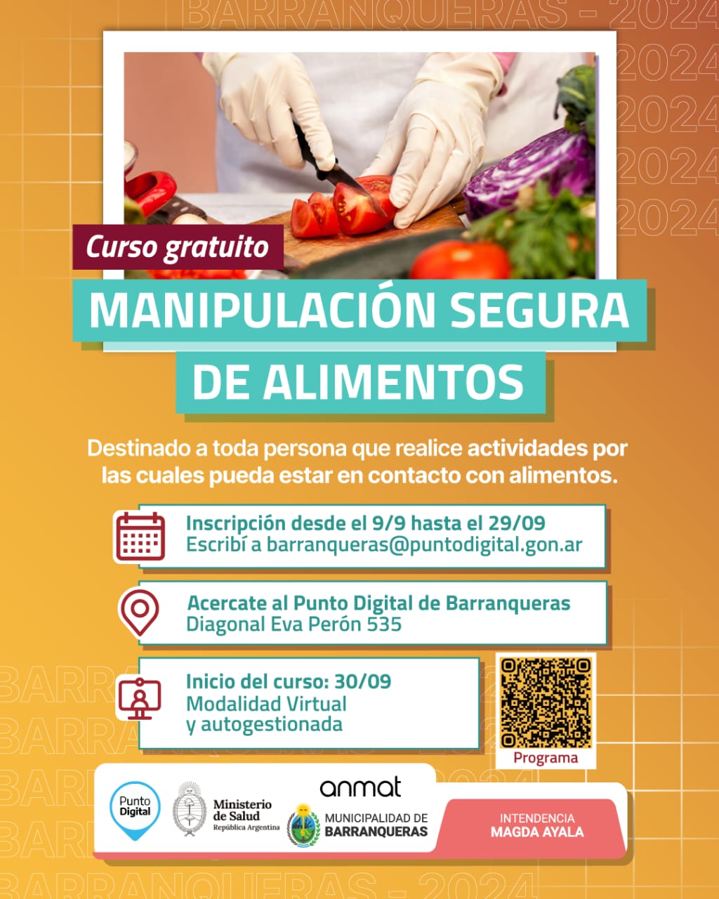 Curso gratuito de Manipulación Segura de Alimentos