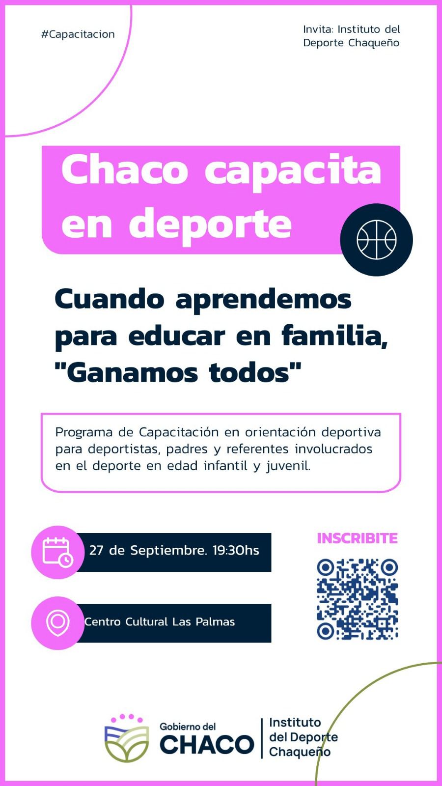 «Chaco Capacita en Deportes» se realizará en Las Palmas