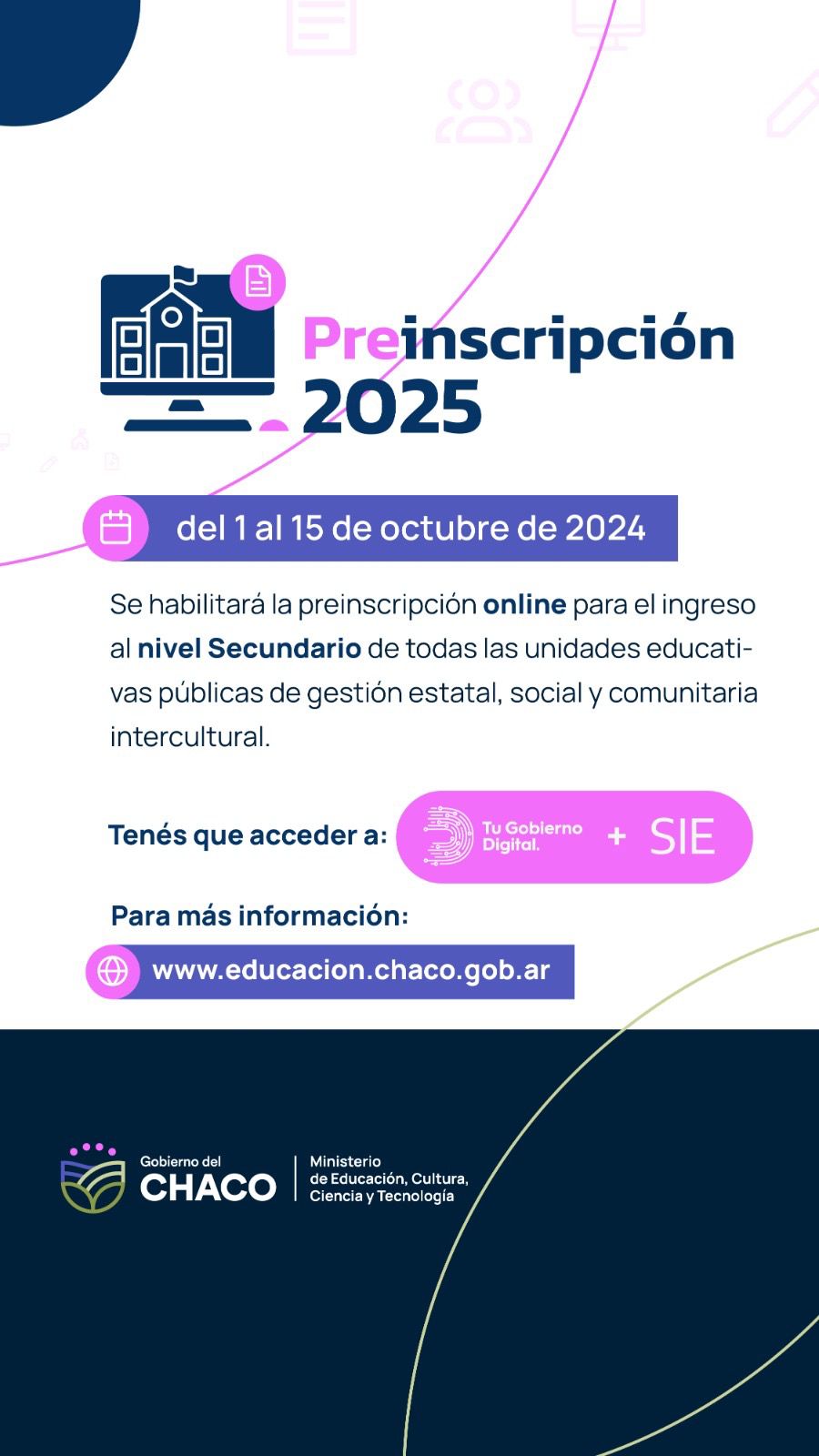 Ciclo Lectivo 2025: la preinscripción en nivel secundario será del 1 al 15 de octubre