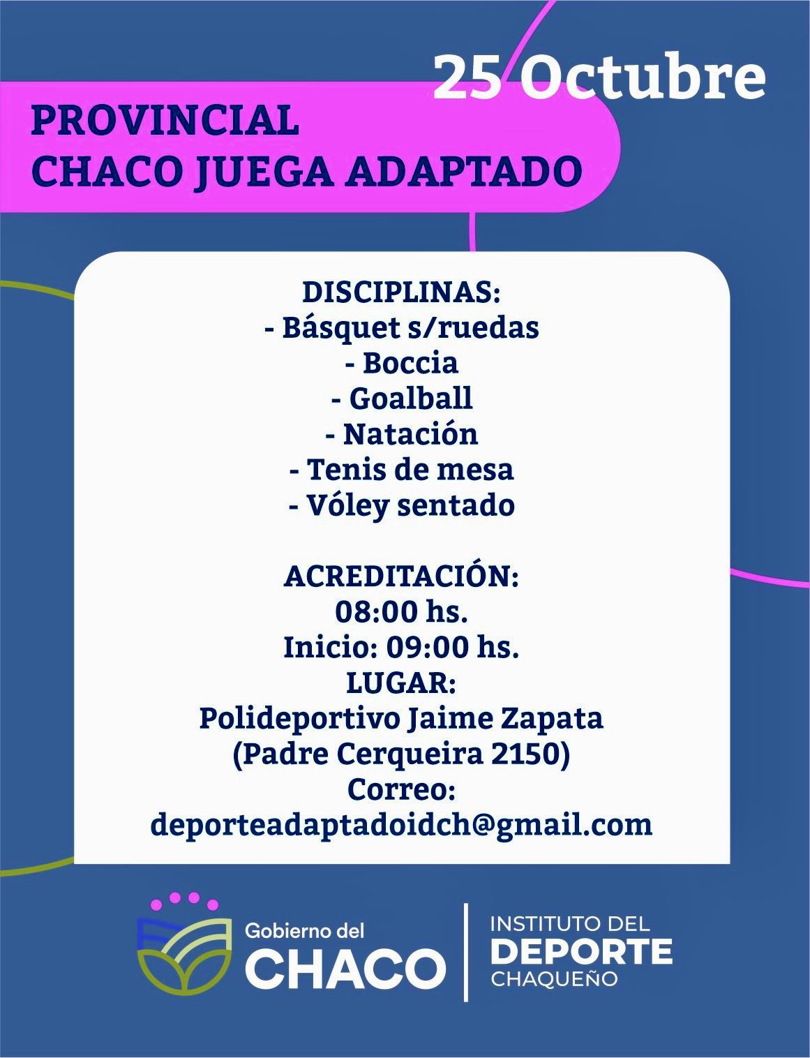 Este viernes se vivirá una gran jornada con la Final Provincial de «Chaco Juega Adaptado»