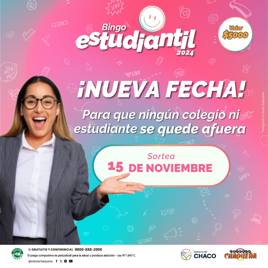 Sigue disponible el Bingo Estudiantil de Lotería Chaqueña,  una gran herramienta para todas las comunidades educativas