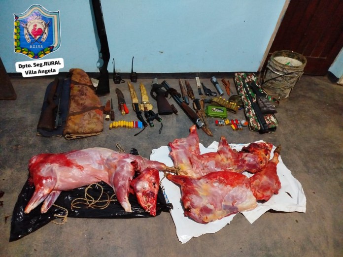 Detenidos con armas de fuego, machetes y 40 kilos de carne faenada