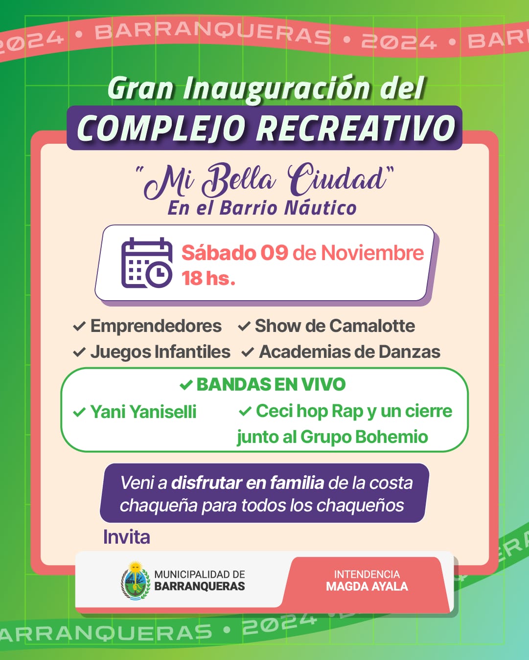 Esté sábado gran inauguración del Complejo Recreativo «Mí Bella Ciudad»