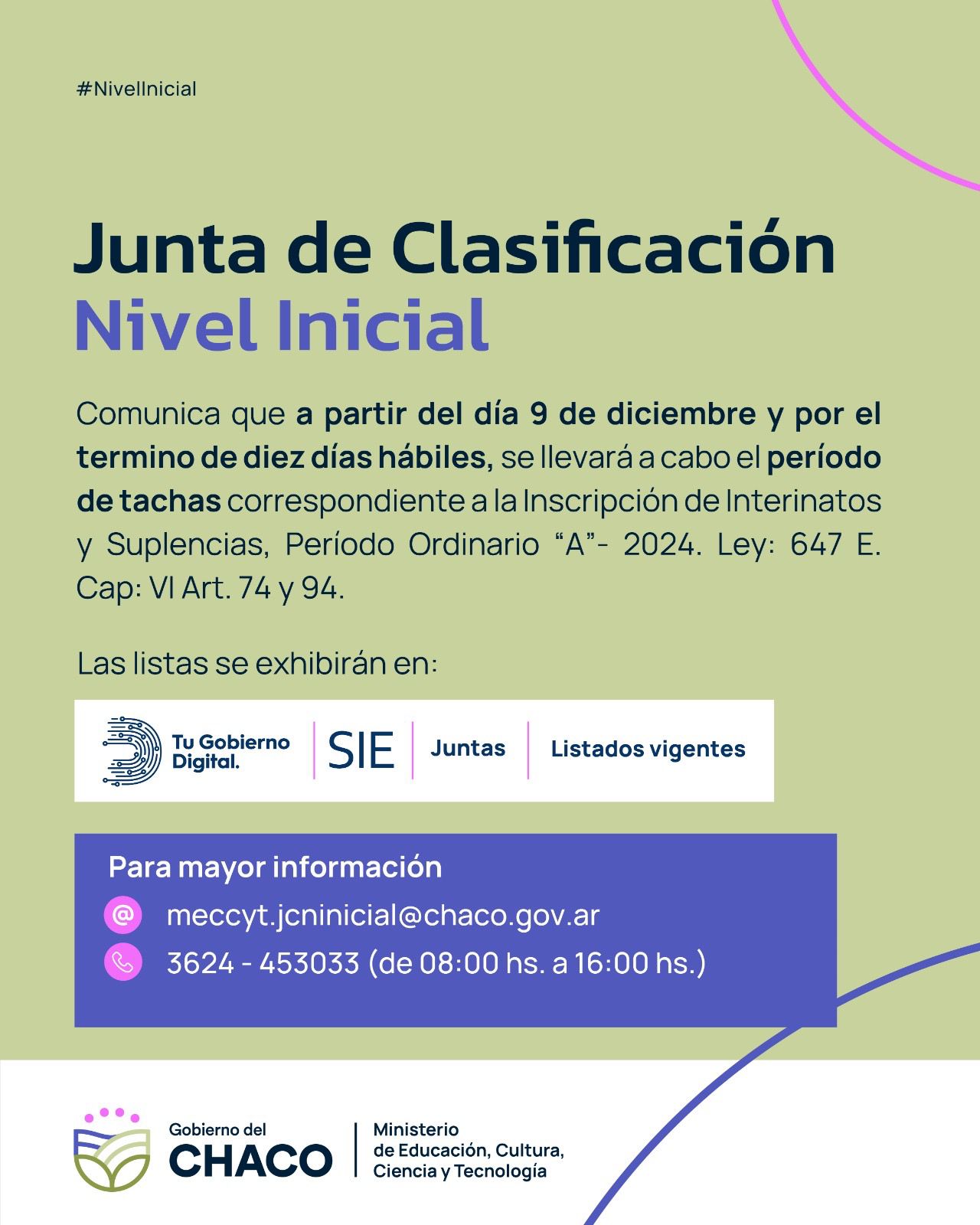 Nivel Inicial: abre periodo de de tachas de interinatos y suplencias