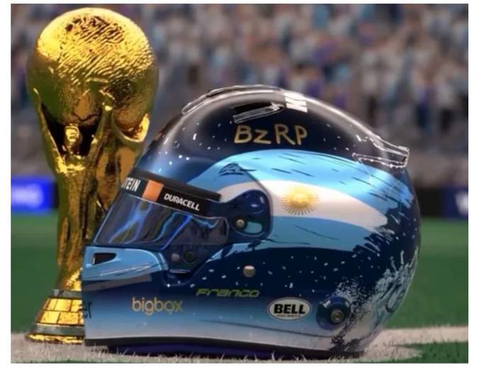 Así será el casco de Colapinto en Qatar: el homenaje a los campeones del mundo