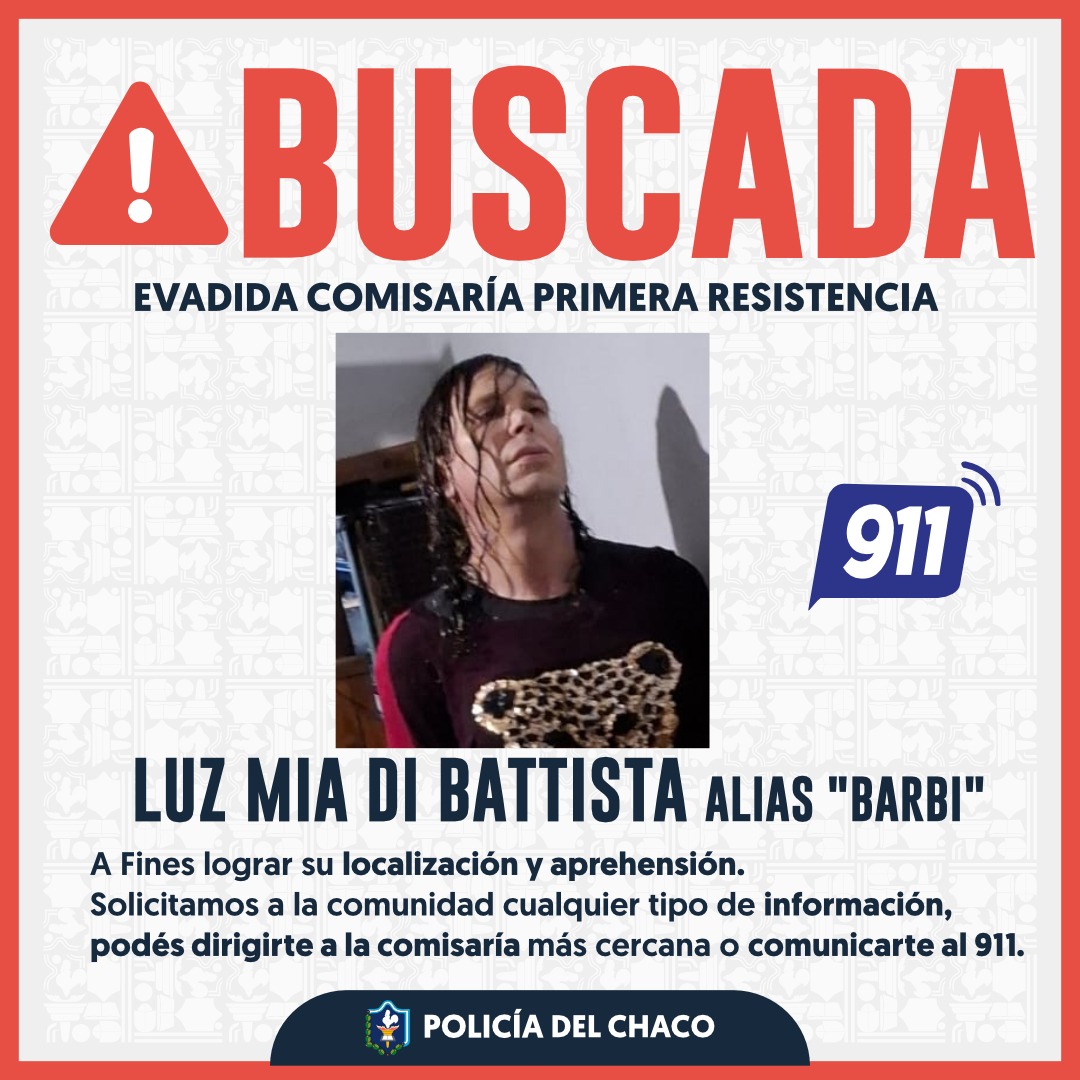 Intensa búsqueda de «Barbi», una mujer trans que escapó de la comisaría Primera de Resistencia