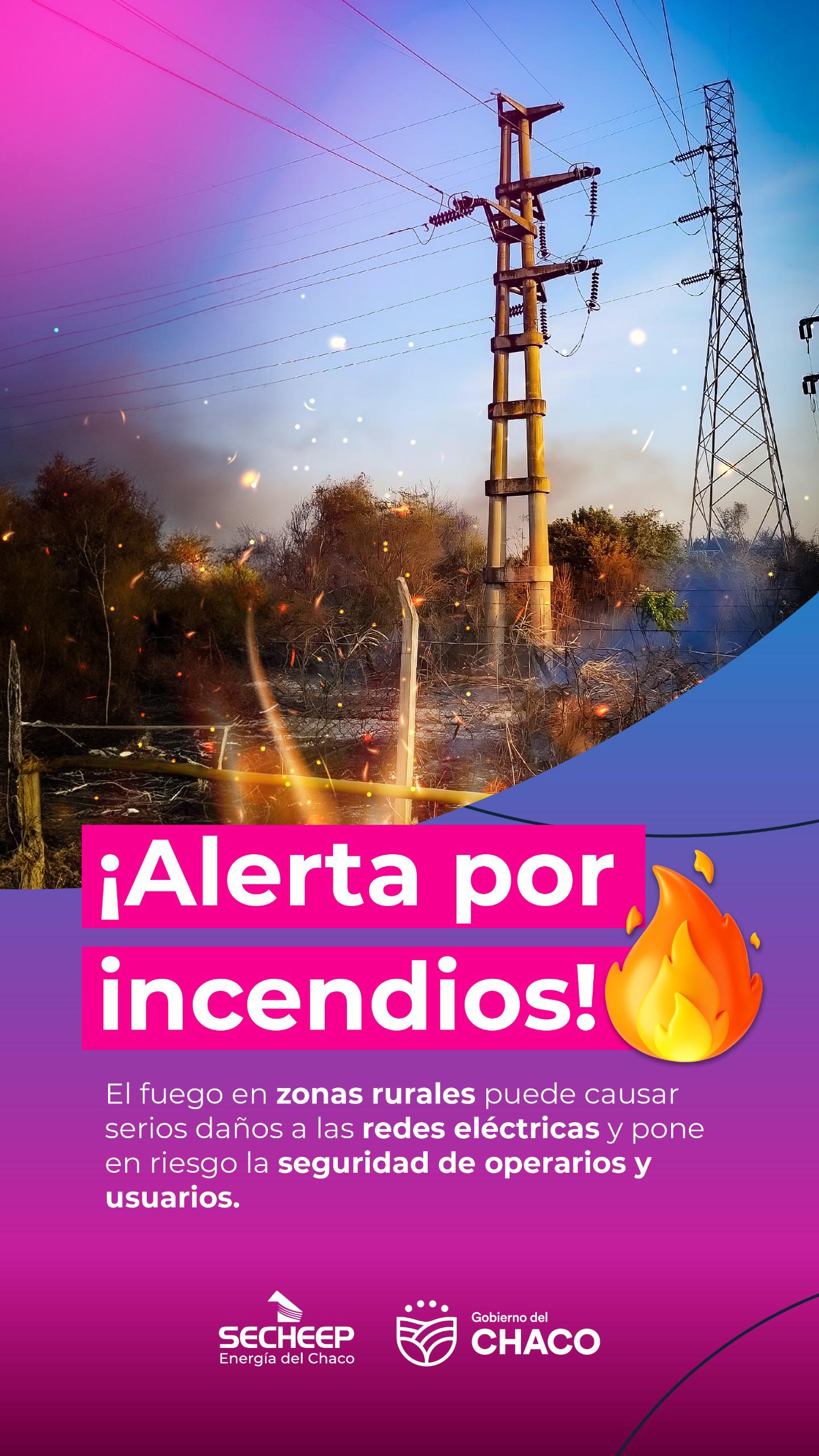 Alerta por incendios rurales que dañan la red eléctrica