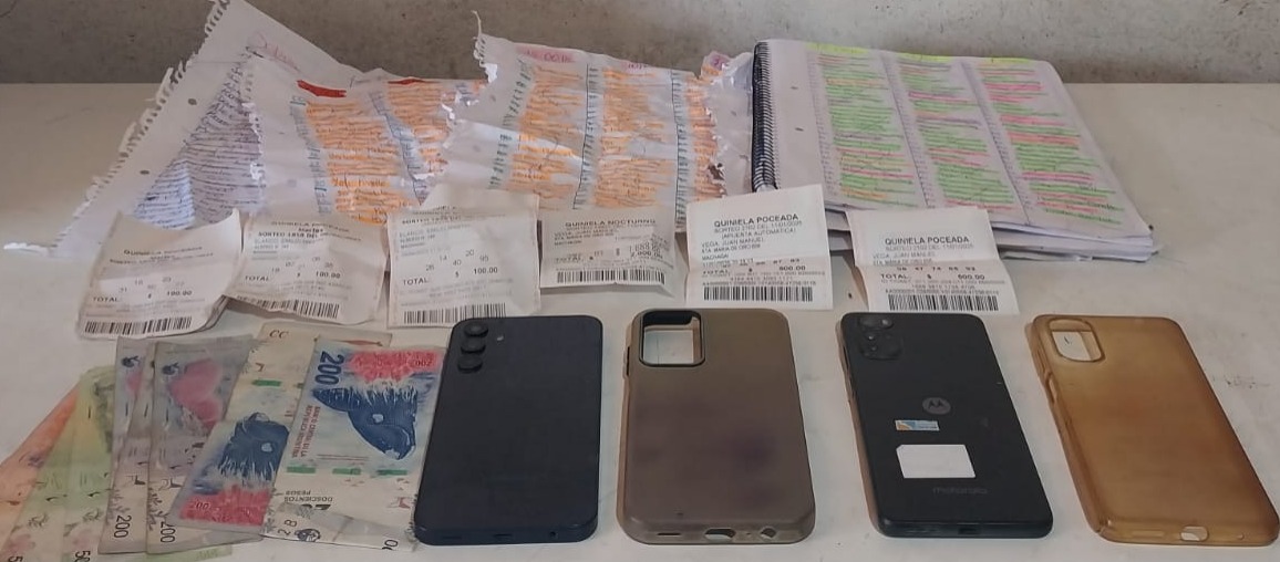 Apuestas ilegales en Machagai: hay dos personas detenidas, dinero secuestrado y armas de fuego
