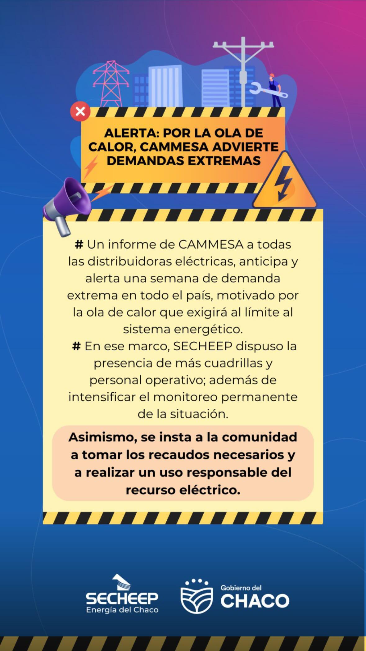 Ola de calor en el país: SECHEEP se prepara para dos semanas de demanda energética