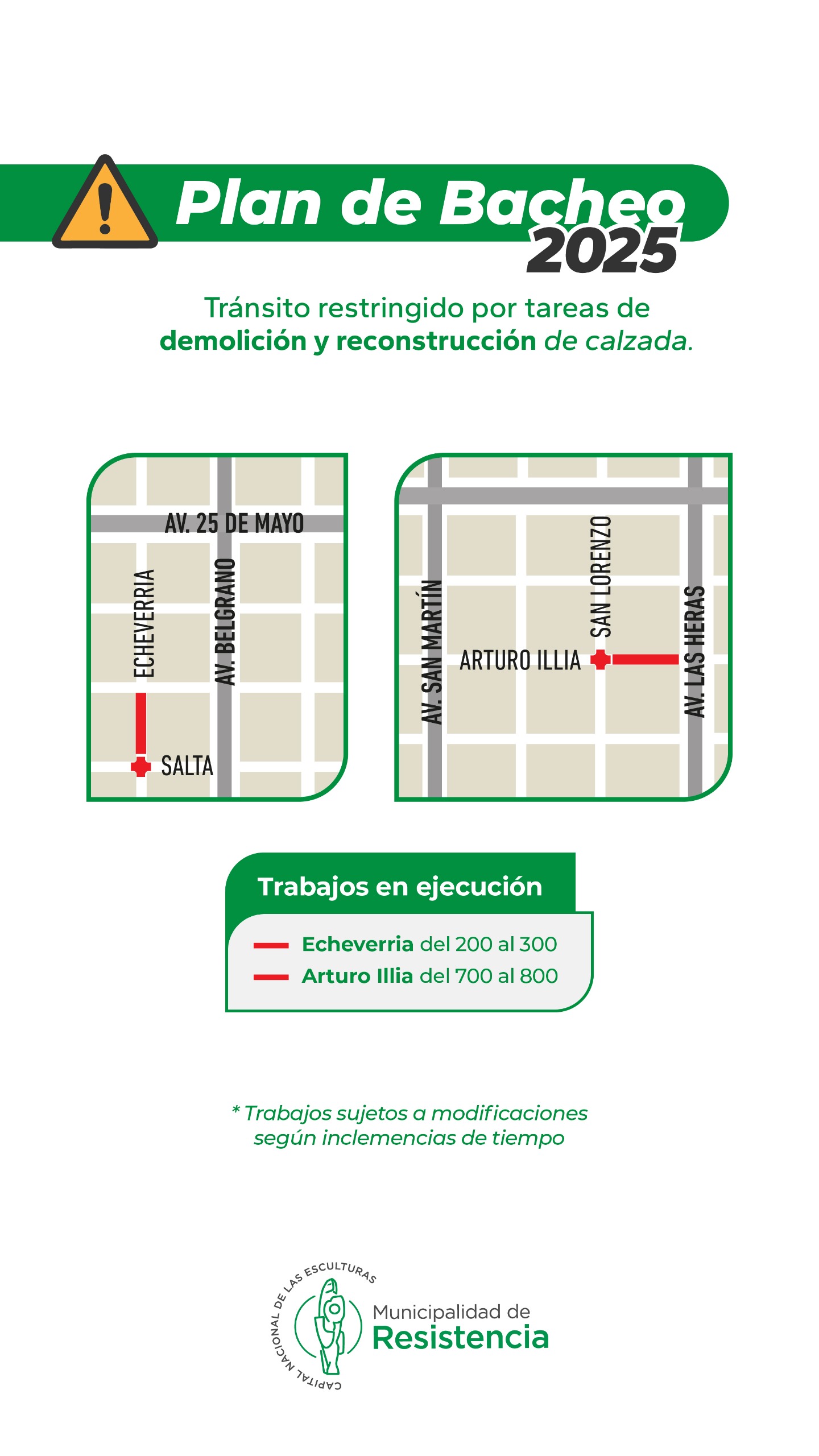 Bacheo 2025: Informan las calles intervenidas
