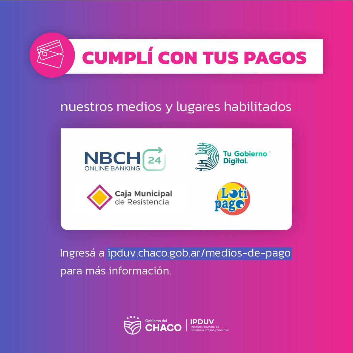 Opciones de pago para la regulación de cuotas del IPDUV