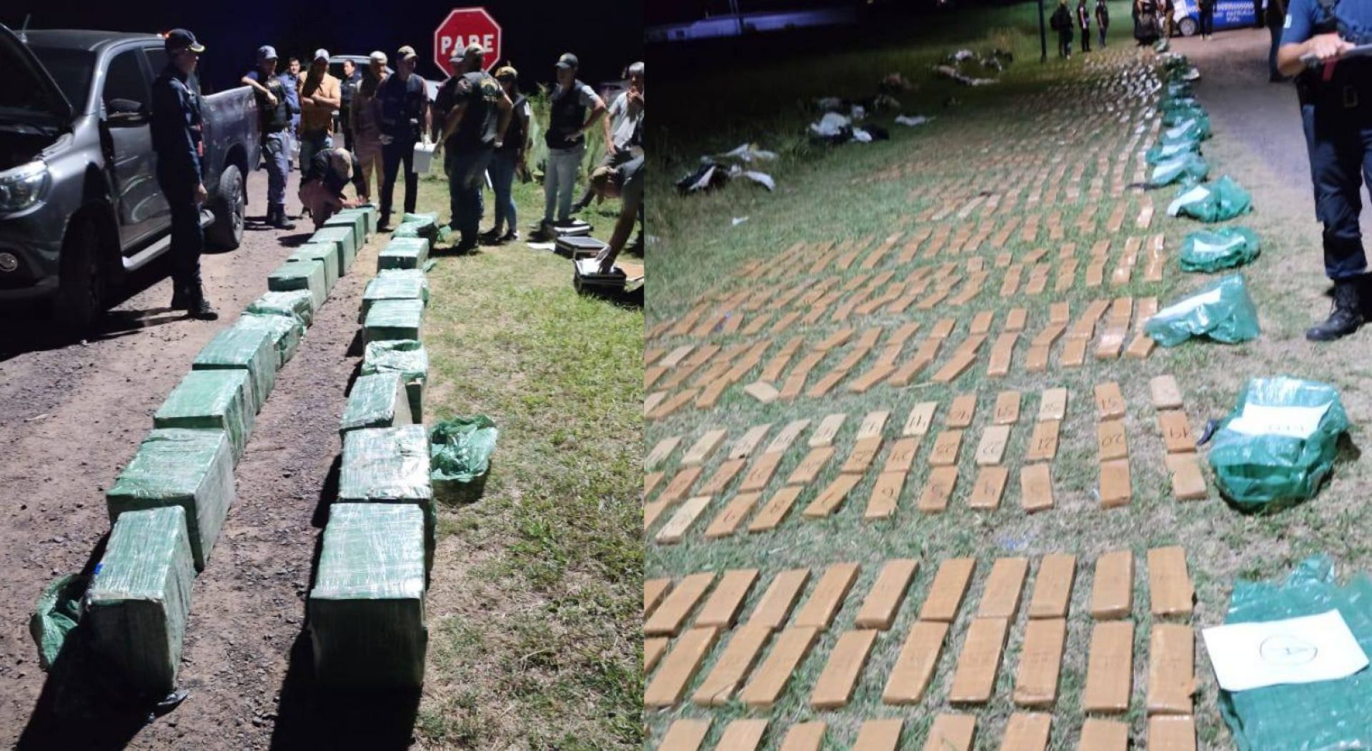 La policía incautó 700 kilos de marihuana tras una frenética persecución en zona de monte