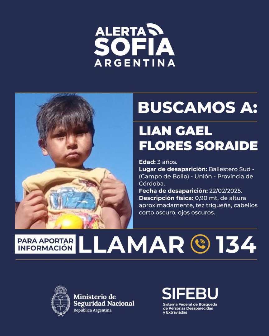 Alerta Sofia: Por el paradero de Lian Gael Flores Soraide