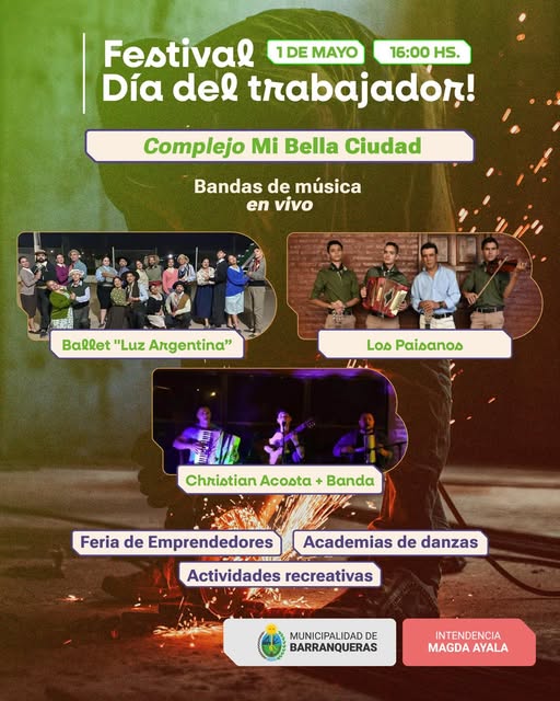 Festival del Día del Trabajador: Barranqueras invita a toda la comunidad