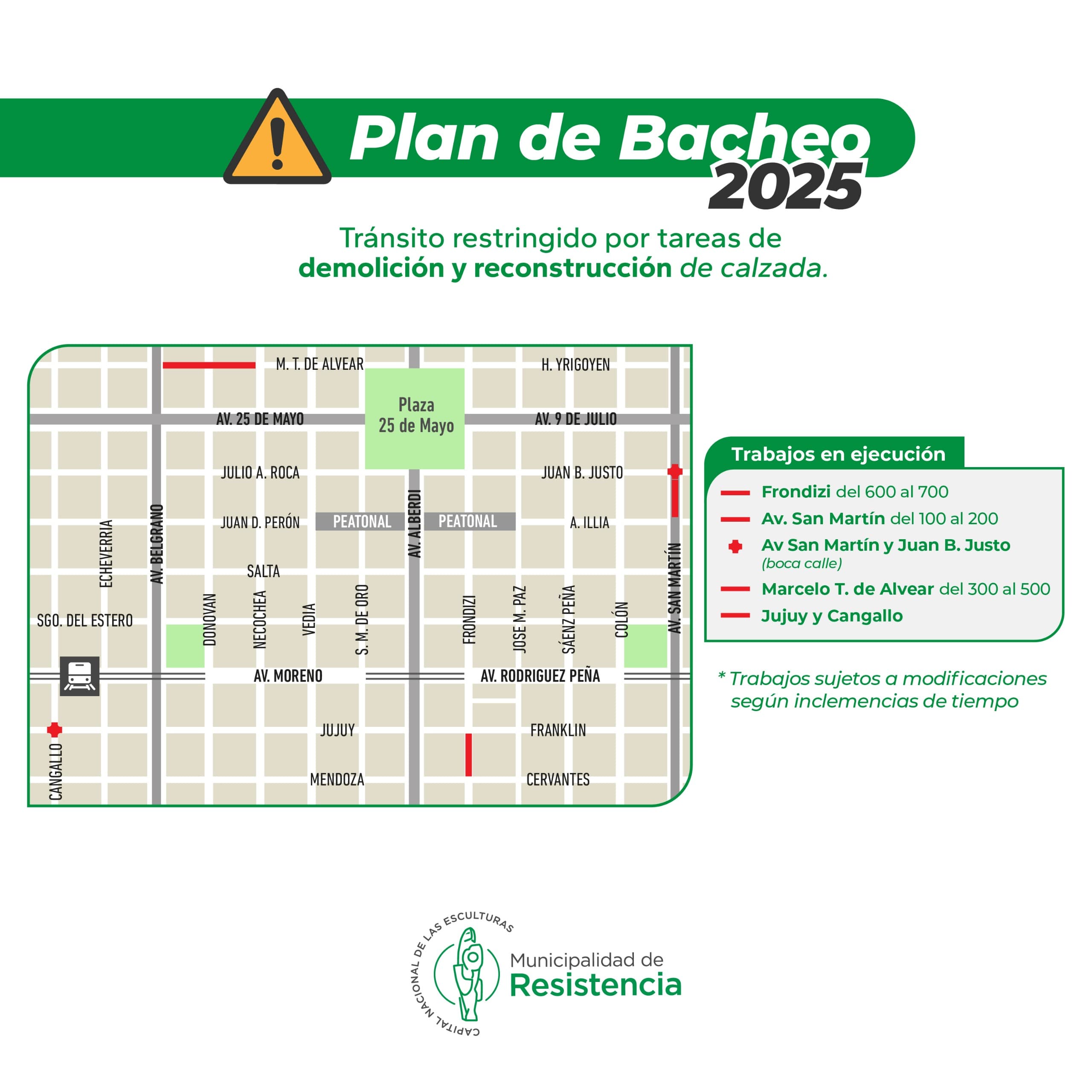 Bacheo 2025: donde continuarán las obras esta semana y calles habilitadas