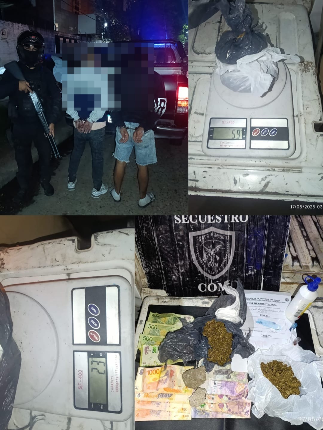 Policía detiene a dos jóvenes con estupefacientes en la vía pública