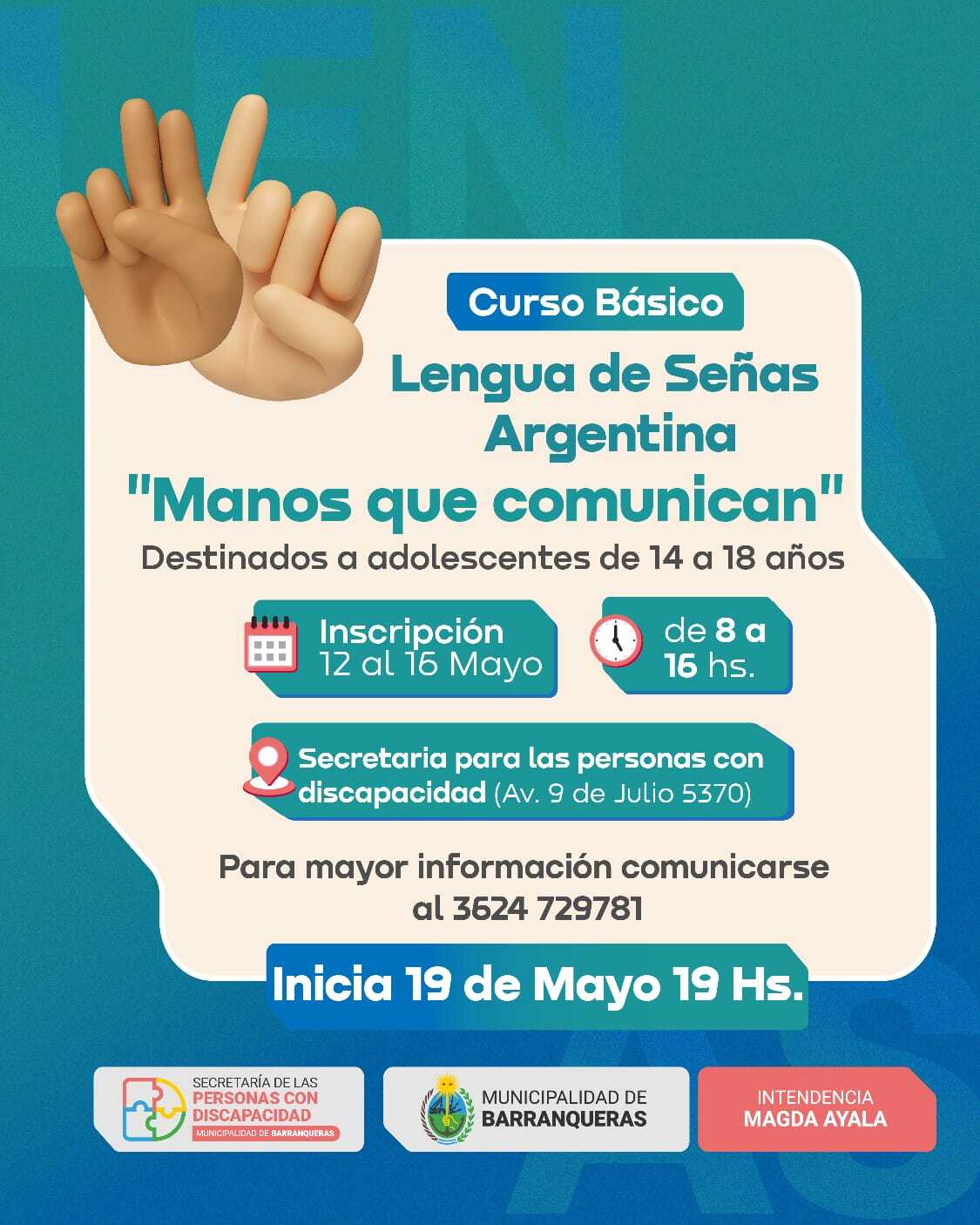 El Municipio lanzó el curso de lenguas de  señas Argentina (LSA) para adolescentes